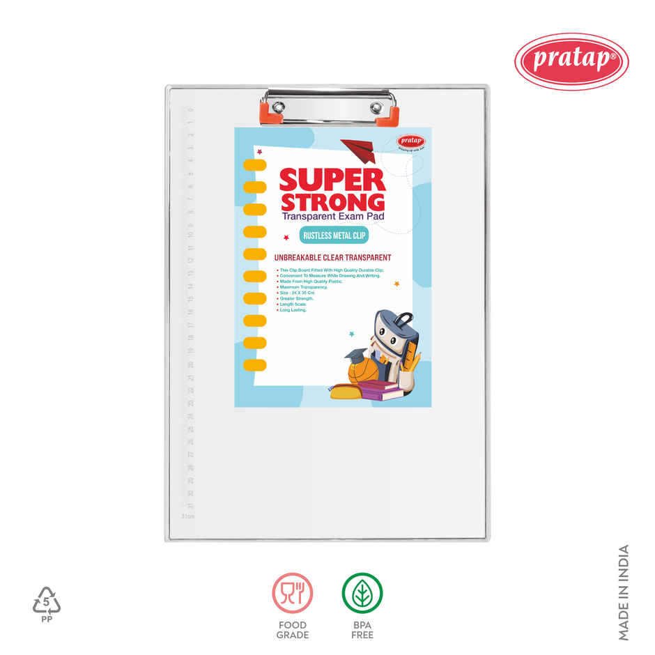 PRATAP Exam Pad Super Strong Clear Transparent
