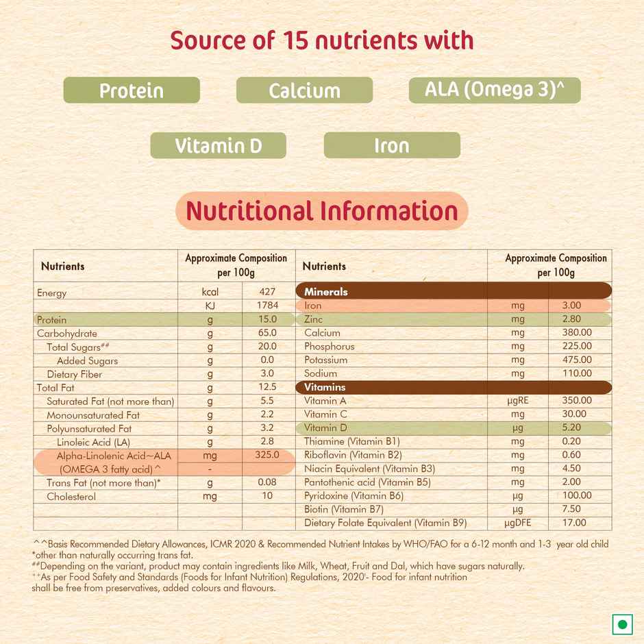 Nestle Cerelac Wheat Apple Carrot Baby Food Cerea | No Refined Sugar & No Preservatives | 6 to 24 Months