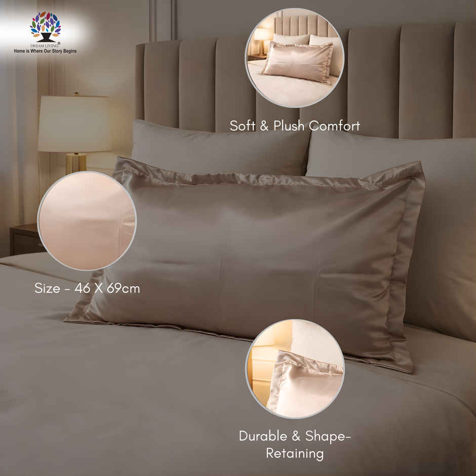 Dream Living Satin Pillow Cover Set | Rose Gold - 46 x 69 cm