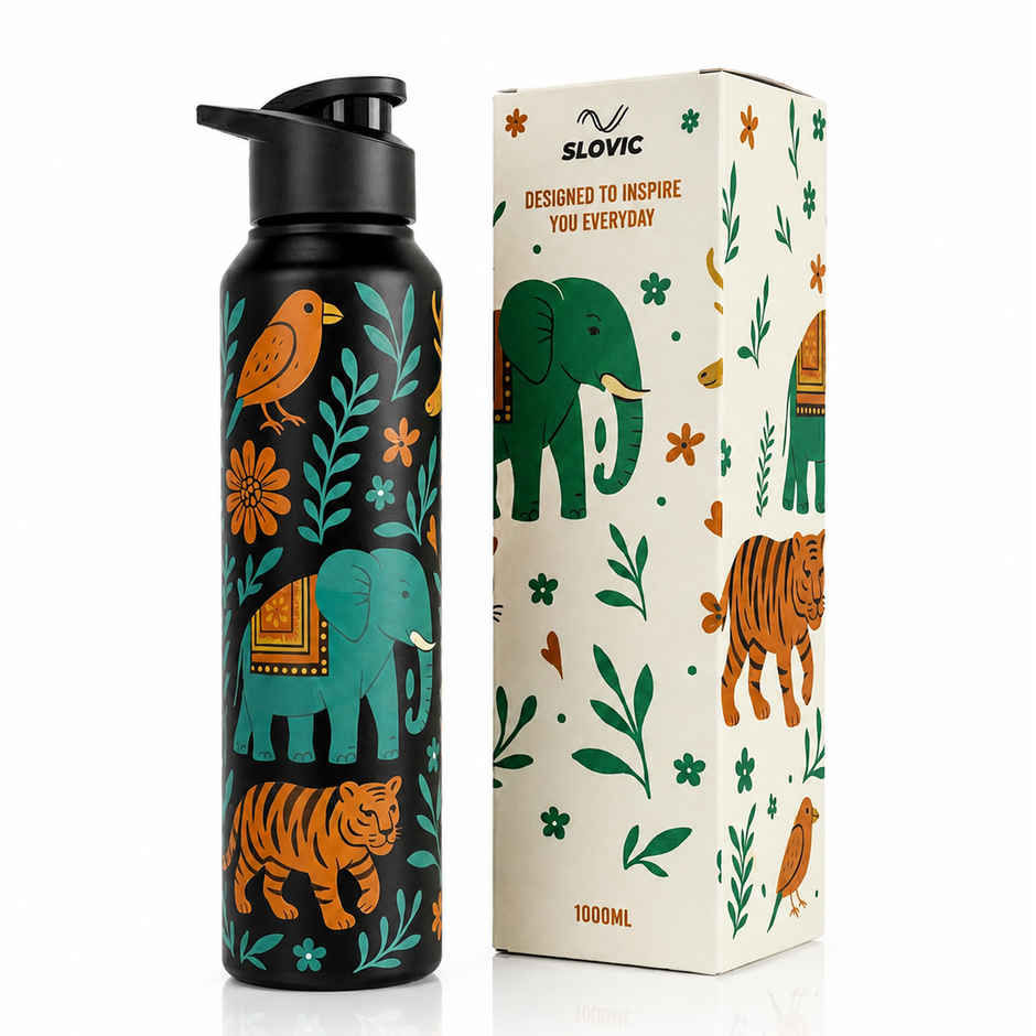 Slovic 1 L Incredible India Stainless Steel Sipper Water Bottle | 100% BPA Free | Ideal for Daily Use