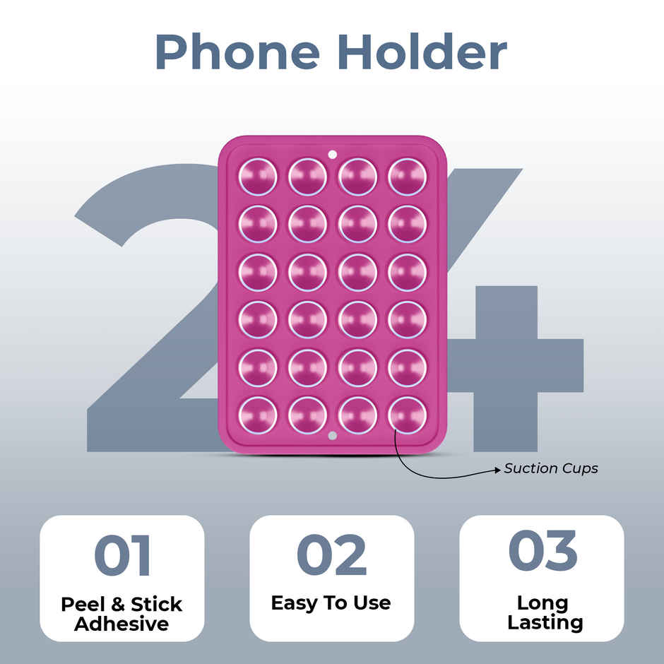 Artistque Silicone Suction Phone Case | Hands-Free Holder | Mirror & Shower | Dark Pink