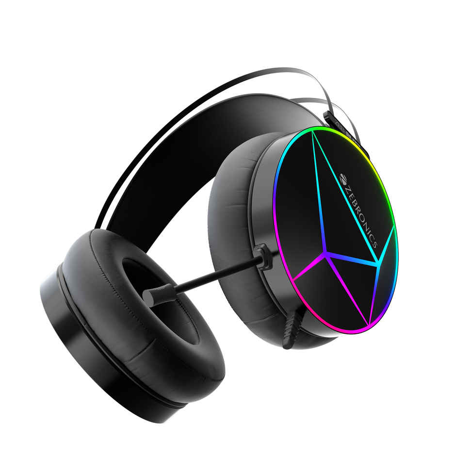 Zebronics Blitz Usb Gaming Wired On Ear Headphones With Mic & Dolby Atmos, Padded Cushions (Black)