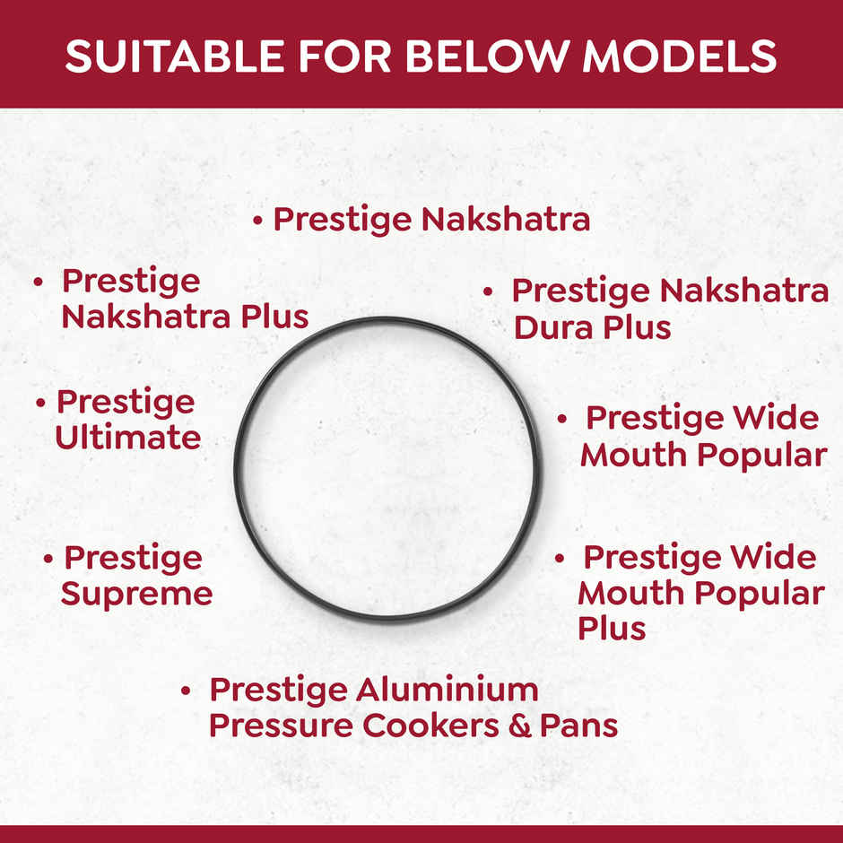 Prestige Nakshatra Inner Lid Pressure Cooker Gasket, 5 & 6.5 Litres - Black