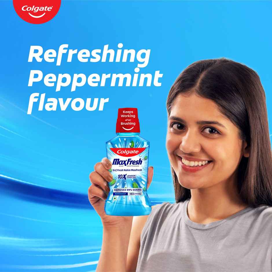 Colgate Plax Pepper Mint Mouthwash, 0% Alcohol, Antibacterial Mouth Wash for Bad Breath