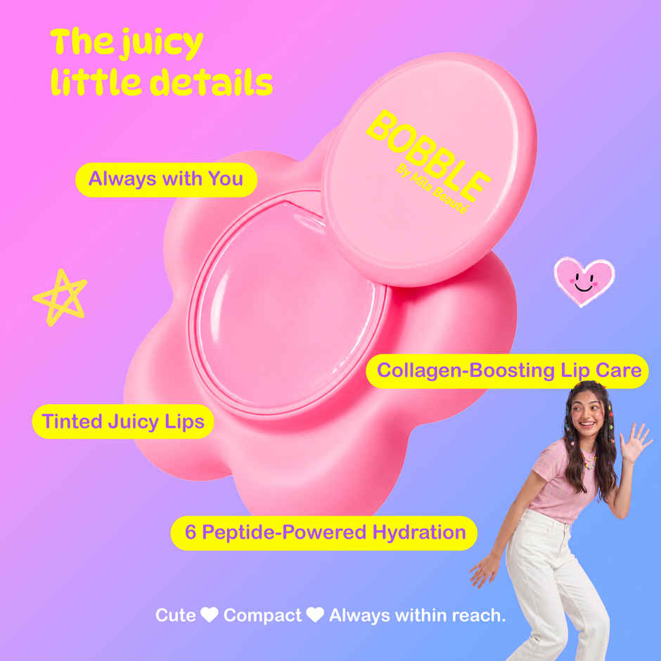 Mila Beaute Bobble Gloss Balm Phone Pod with Peptide & Collagen - Peach Sorbet