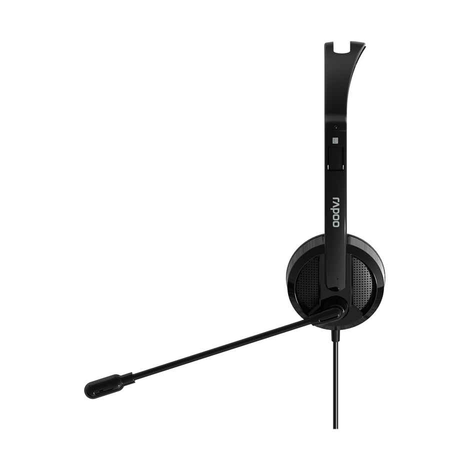 Rapoo H101 3.5mm Jack Stereo Wired On Ear Headphones with Microphone | Jet Black