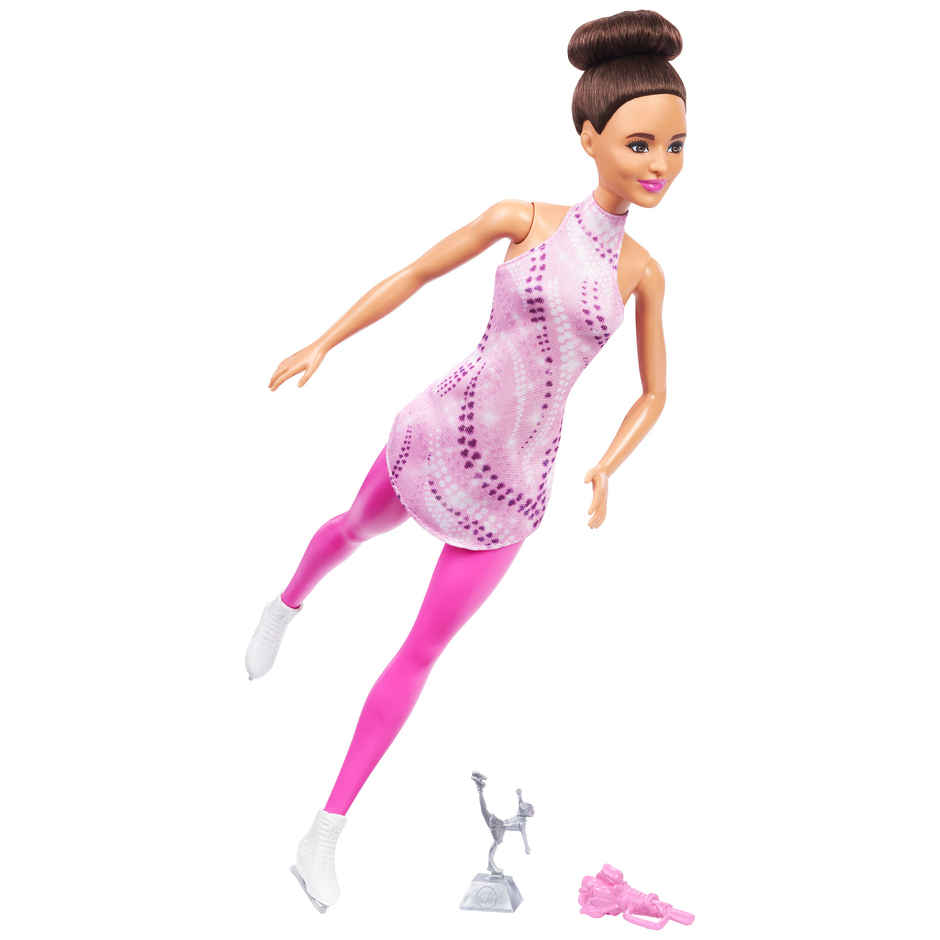 Barbie Fashion Doll | Brunette | Pink Skate Outfit | Ice Skates & Trophy
