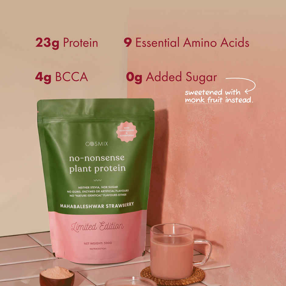 Cosmix No-Nonsense Plant Protein Mahabaleshwar Strawberry