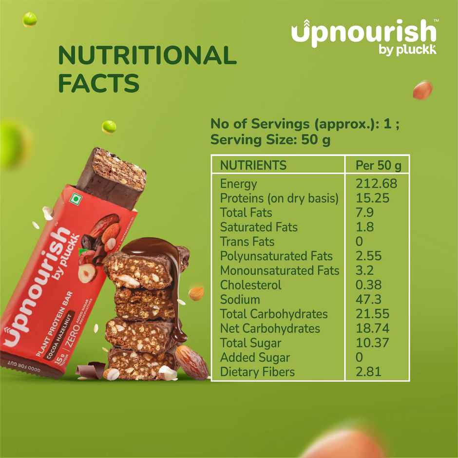 Pluckk Upnourish 15g Plant Protein | Cocoa Hazelnut|No Added Sugar, Preservatives Free|Good For Gut