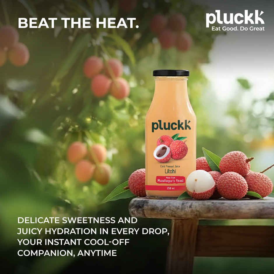 Pluckk Cold Pressed Extracted Litchi Juice | No Preservatives | No Added Sugar