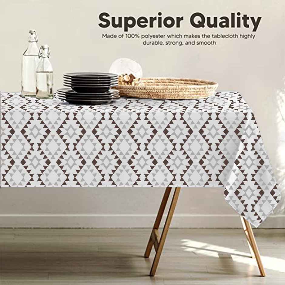 Lushomes Round Table Cover - 4 to 6 Seater | Beige and Dark Coffee | 57 x 71 inch