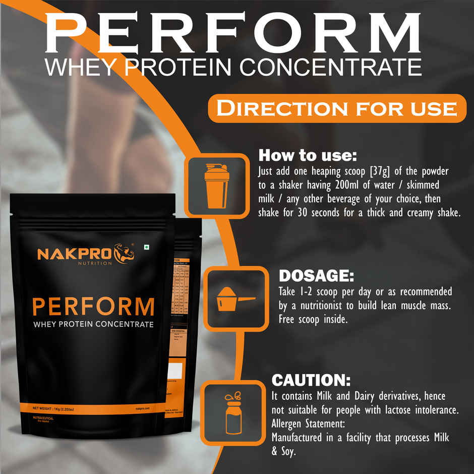 Nakpro Perform Whey Protein Concentrate |Trustified Certified | Double Rich Chocolate