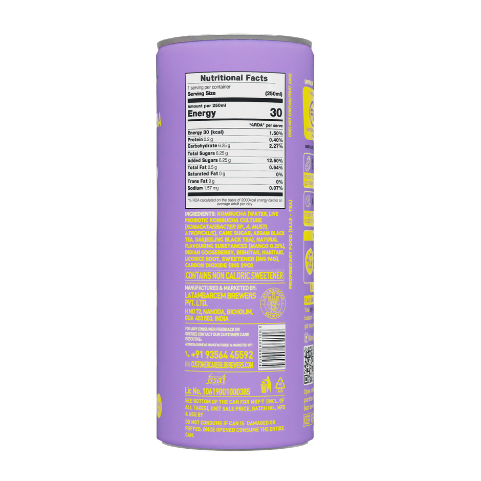 Borecha Mango Low Sugar Probiotic Kombucha