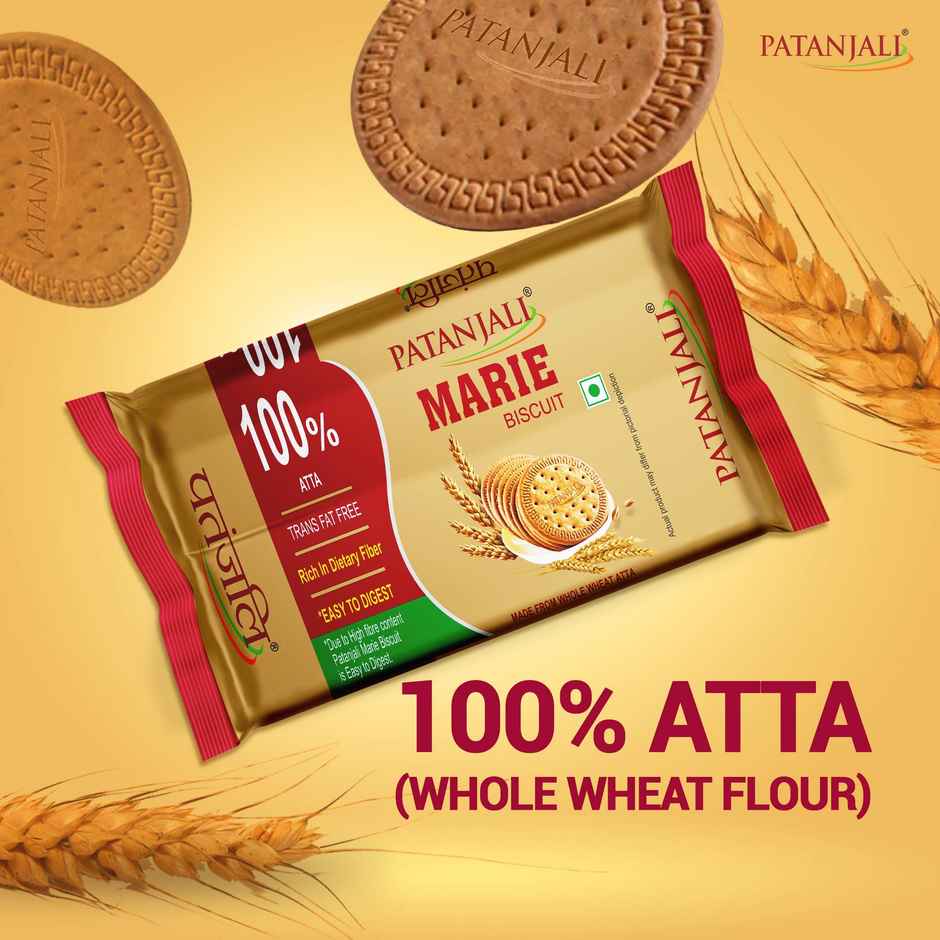 Patanjali Marie Biscuit - Whole Wheat No Maida Crispy Tea Biscuits