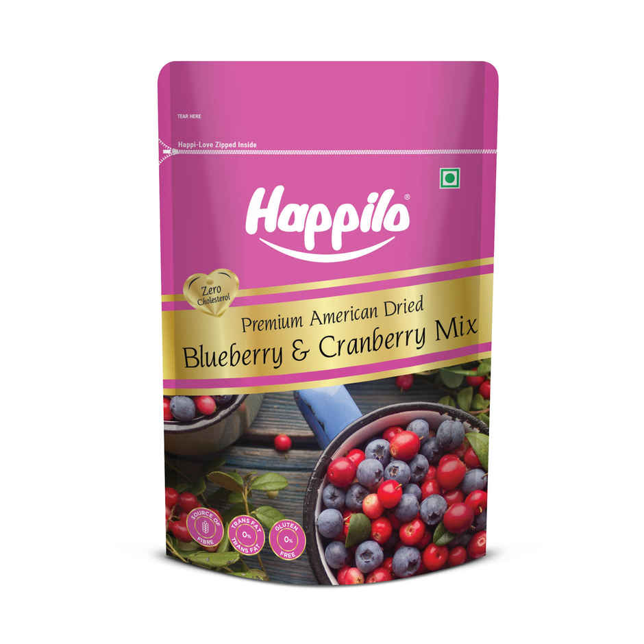 Happilo Dried Blueberry Cranberry Duet|Zero Trans Fat|Dry Fruits