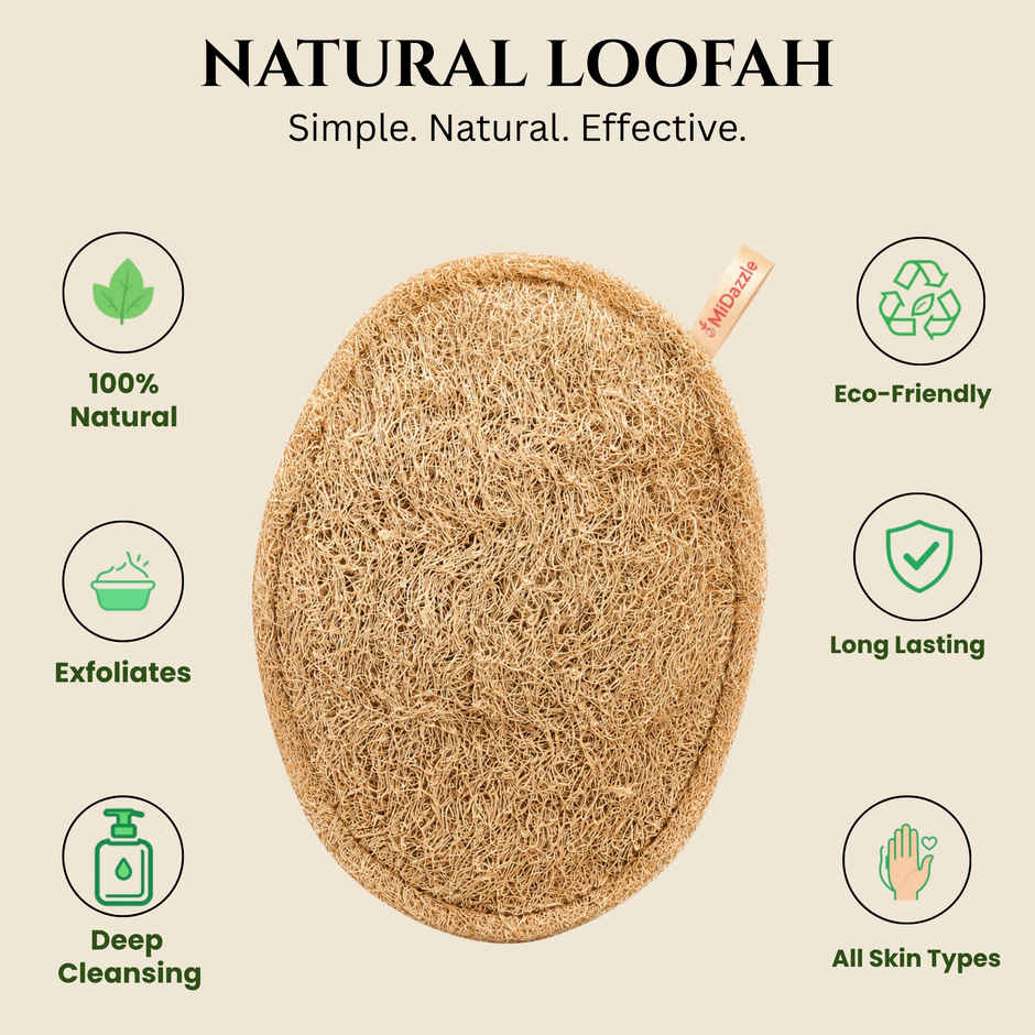 Midazzle 100% Natural Body Scrubber Organic Loofah for Bathing | Oval | MIOL6102