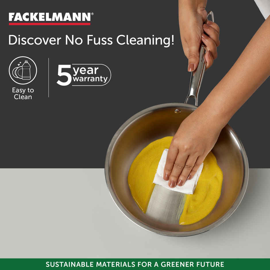 Fackelmann Stainless-Steel Triply Frypan with Lid, 20 cm