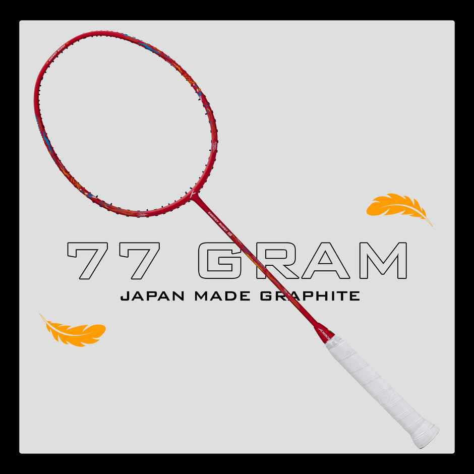 Hundred Carbon Fibre Energy Burst 18 Strung Badminton Racket With Full Cover | Red