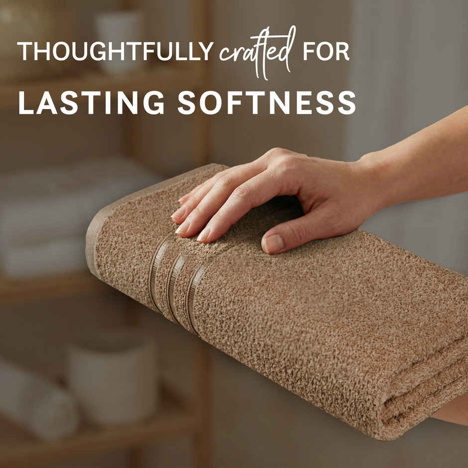 Home Elegance by My Trident Comfort Living Cotton Bath Towel | 28 in x 55 in | Coconut Shell