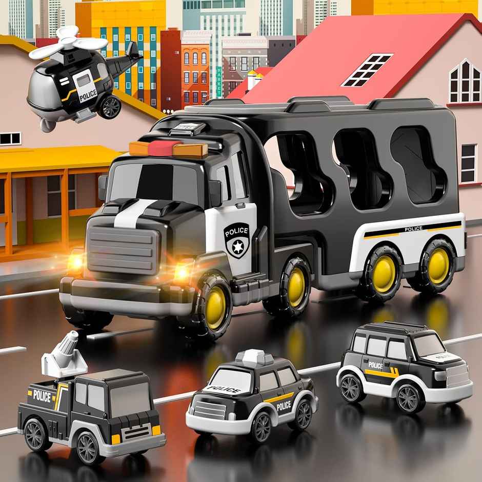 Kidology Police Truck Toy | Friction Car Set with Light & Music | Toddler Toy