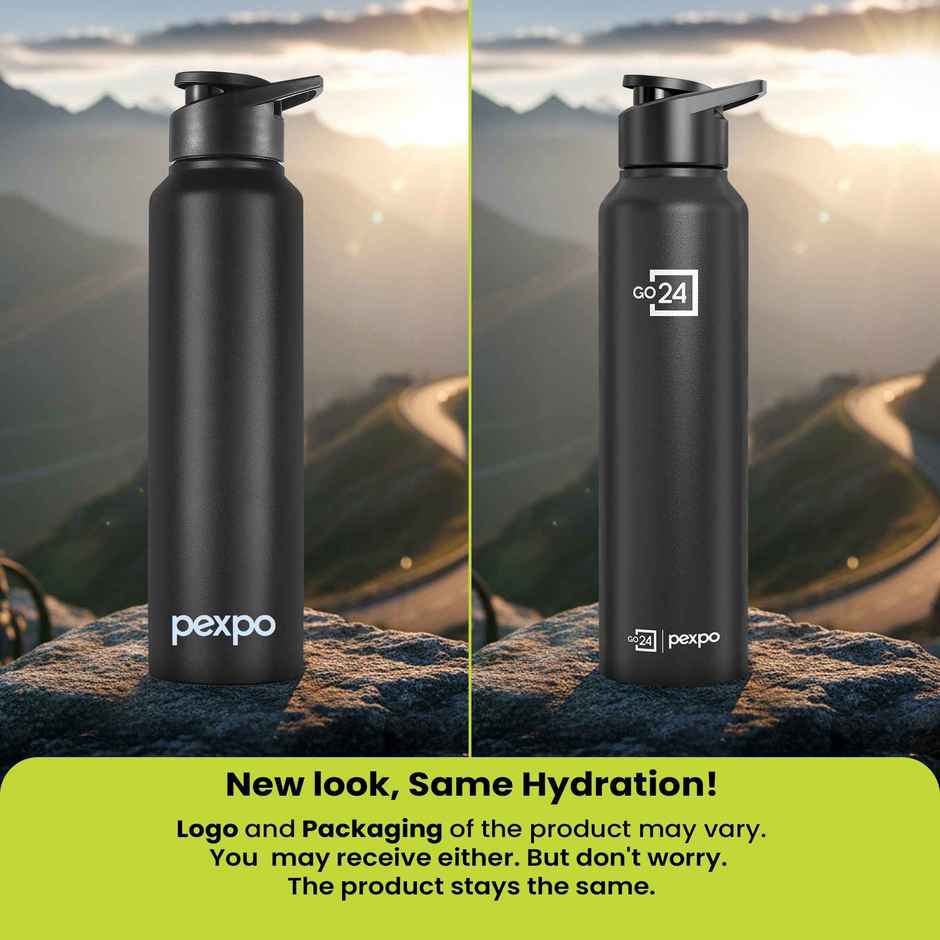 Pexpo Stainless Steel Chromo Sports/Fridge Sipper Water Bottle | Knight Black | 1 L