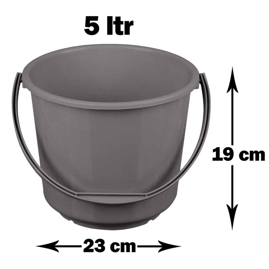 Kuber Industries 5L Plastic Bucket for Cleaning & Storage | Grey