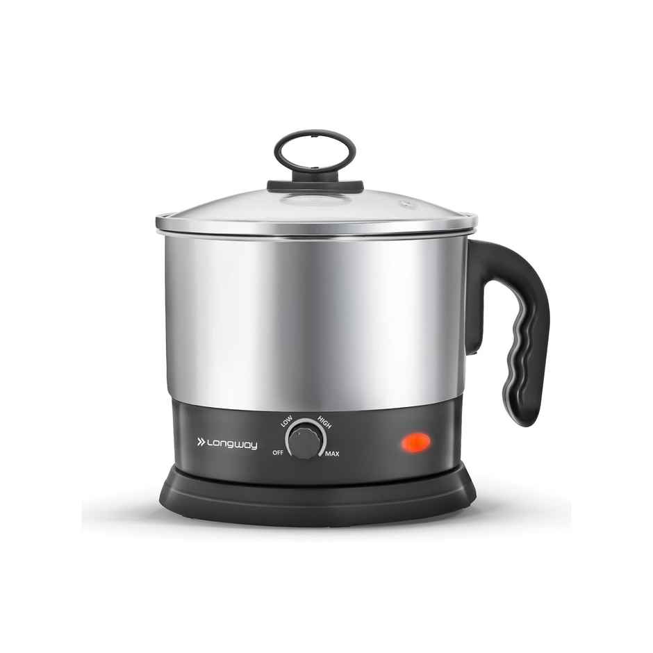 Longway Handy 1.5 Ltr Multi-Cooker Electric Kettle with Stainless Steel Body(Black & Silver,600Watt