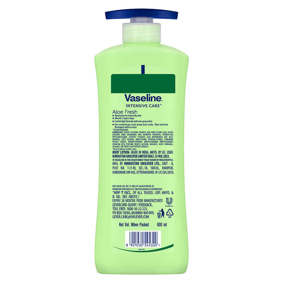 Vaseline Aloe Fresh Body Lotion,24 Hr Long Lasting Moisturisation With Aloe Vera Extract