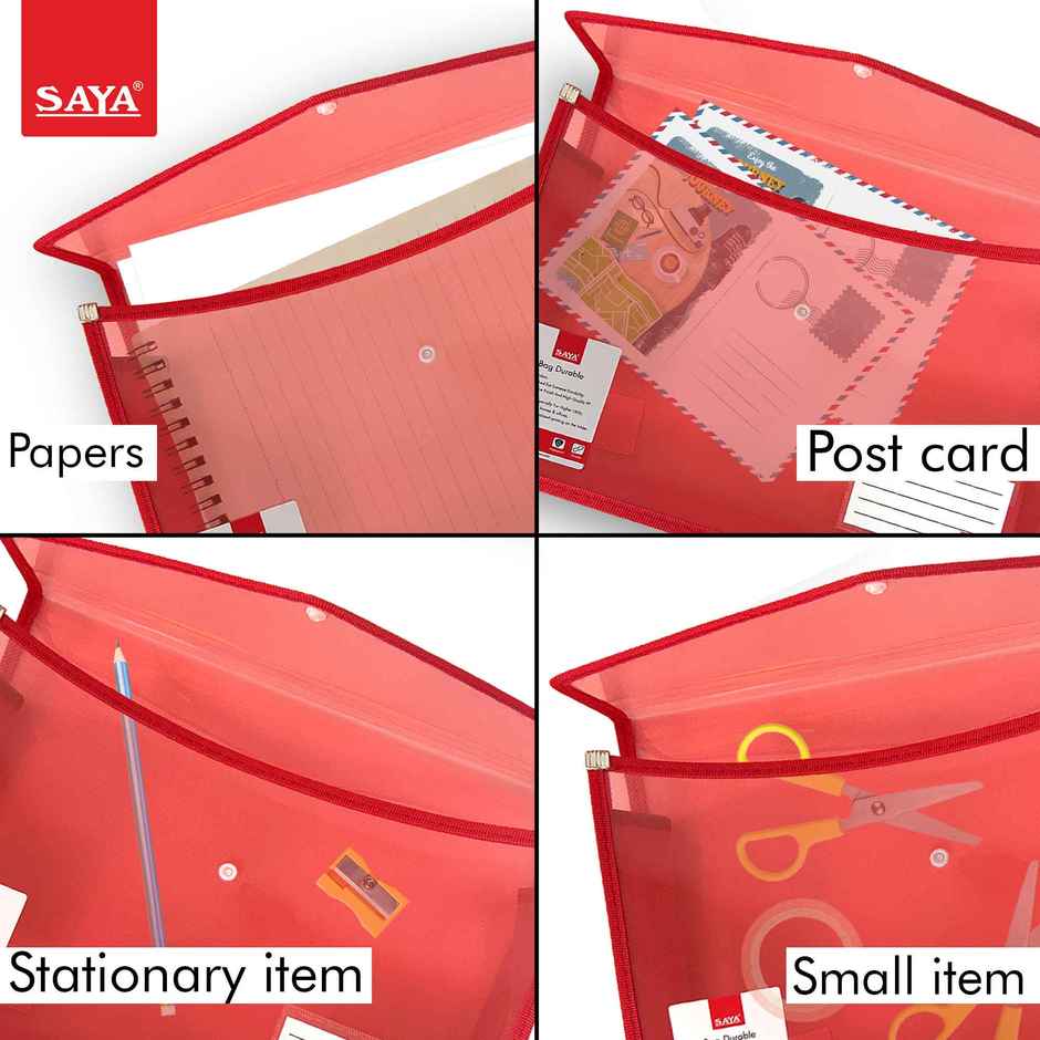 Saya FS Clear Document Bag | Durable File Organizer for Office, School & Home Use