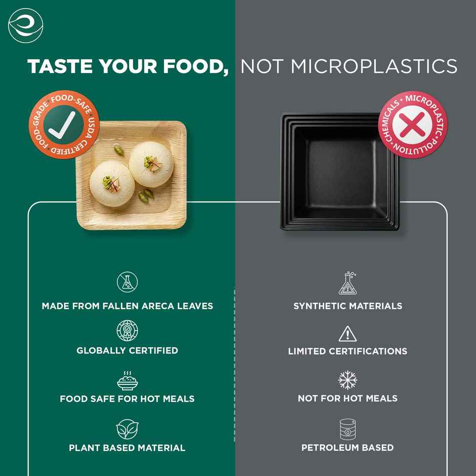 ECO SOUL | Palm Leaf Disposable Bowl | 150 ml | Square | 10 Count