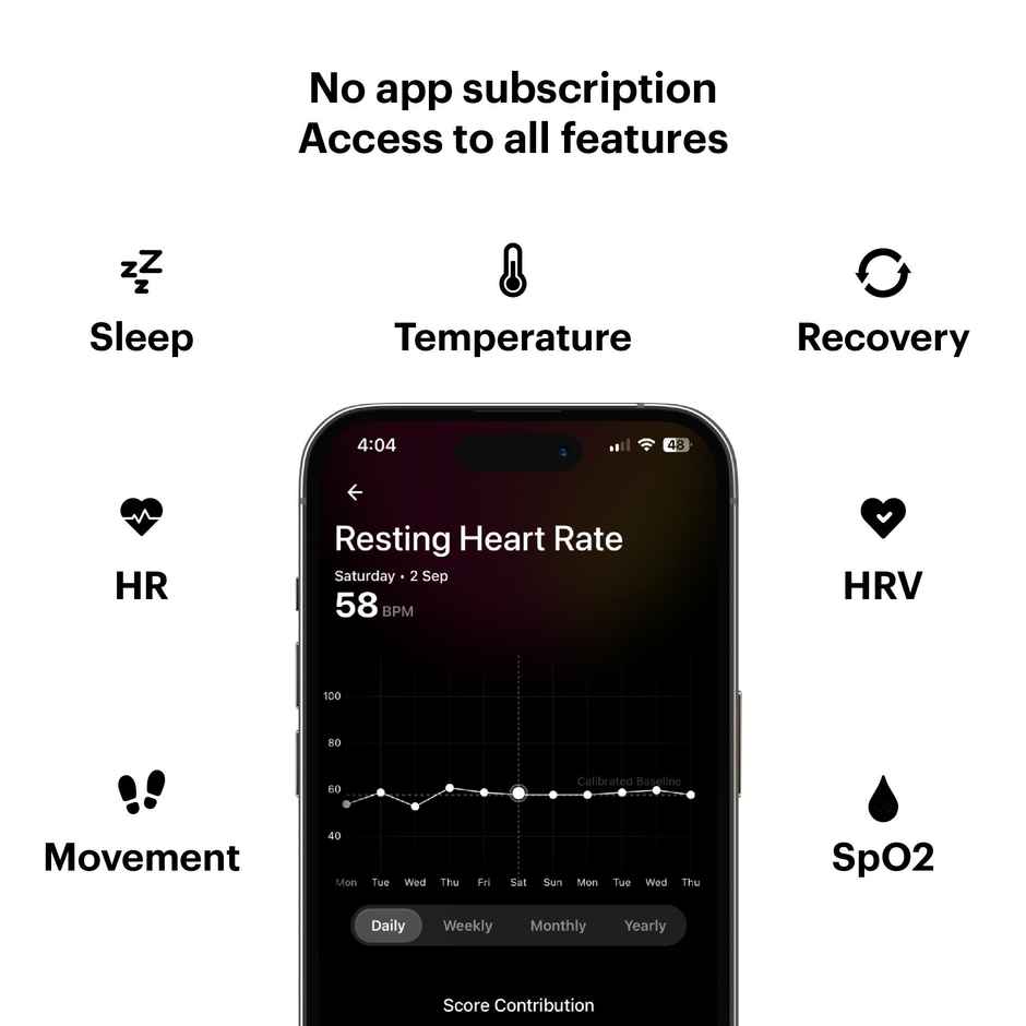 Ultrahuman Ring Air Smartring,6 Days Battery Life With Lifetime Free Subscription,Matte Grey,Size 9