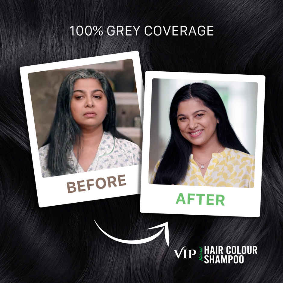 Vip Hair Color Shampoo Black For Men And Women - Family Pack
