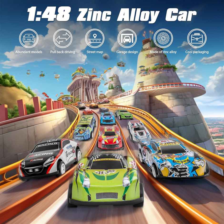 Kidology 48PCS Die-Cast Pull Back Cars Set