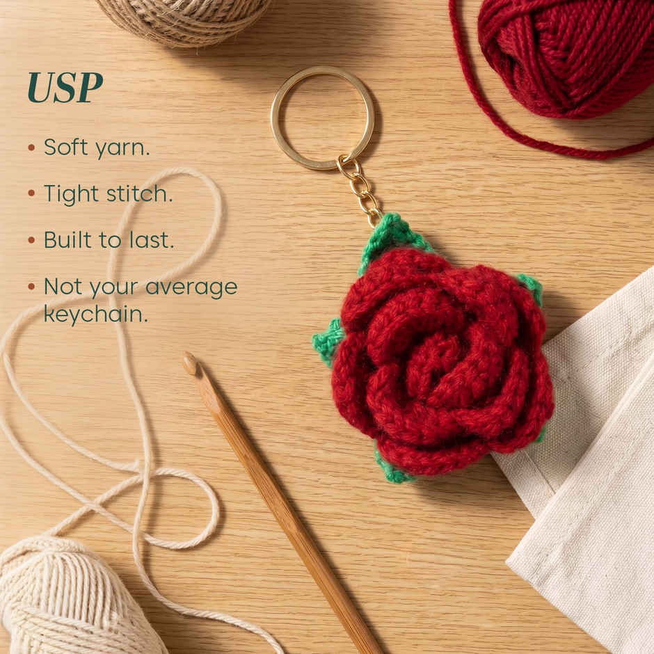 Kyari Handmade Crochet Rose Keychain