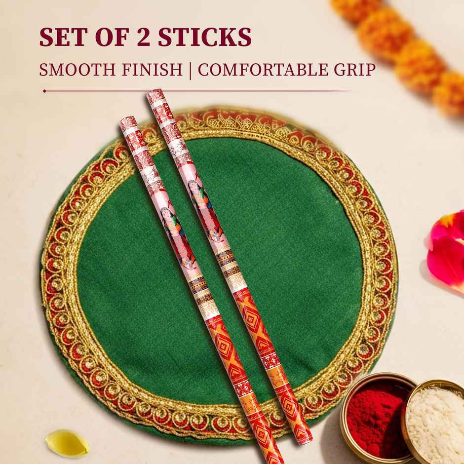 Navratri Wooden Dandiya Sticks | Traditional Garba Dance Sticks | Red | Cycle Pure