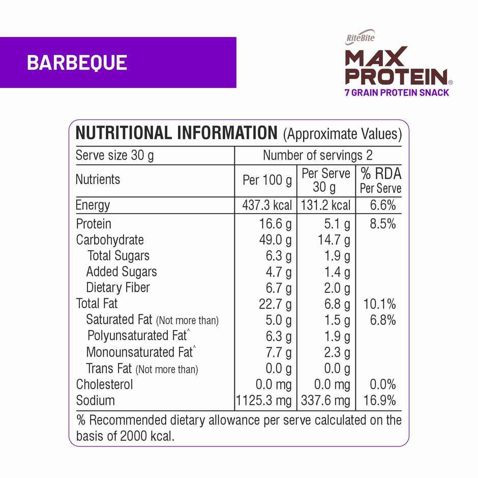 RiteBite Max Protein Barbeque Multigrain Protein Korean Chips | 10g Protein | 4g Fiber