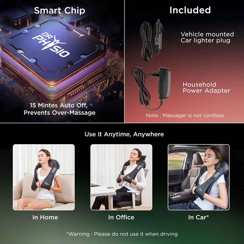 Dr Physio (Usa) Electric Heat Shiatsu Massager Machine For Cervical Neck Shoulder &Back Pain Relief