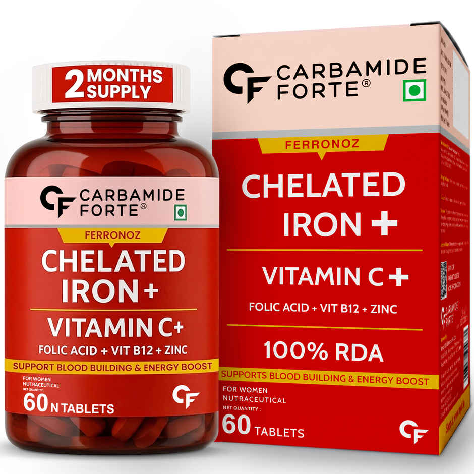 Carbamide Forte Chelated Iron Supplement for Women and Men | Folic Acid Tablets for Pregnancy