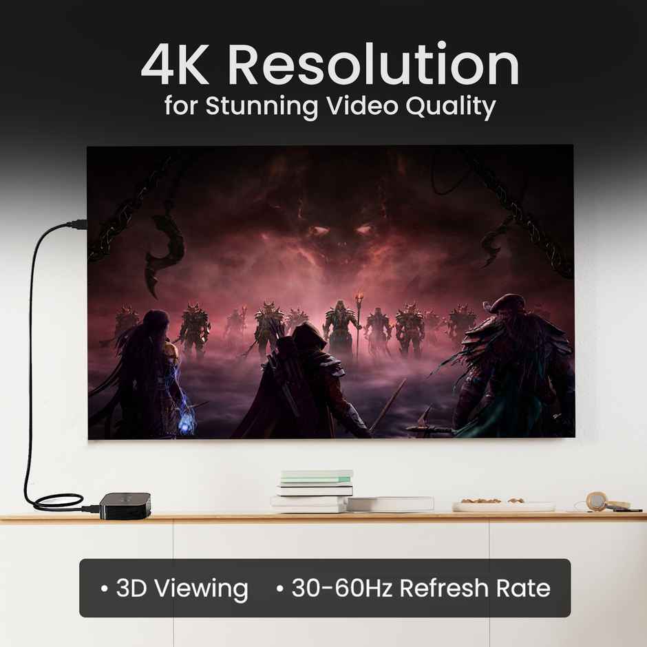 Ambrane (AHDMS-30) 3M High Speed HDMI Cable Supports 3D, 4K, ARC & CEC Extension, Gold Plated Connectors, Compatible with HDMI-Enabled TV, Set Top Box, Blu-ray, Gaming Consoles - Black