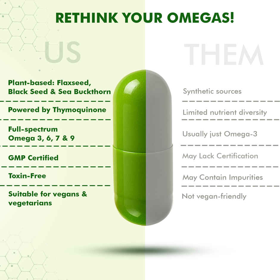 Veg Omega 3,6,7 & 9 Fatty Acid 500mg Capsules Supports Joints & Heart