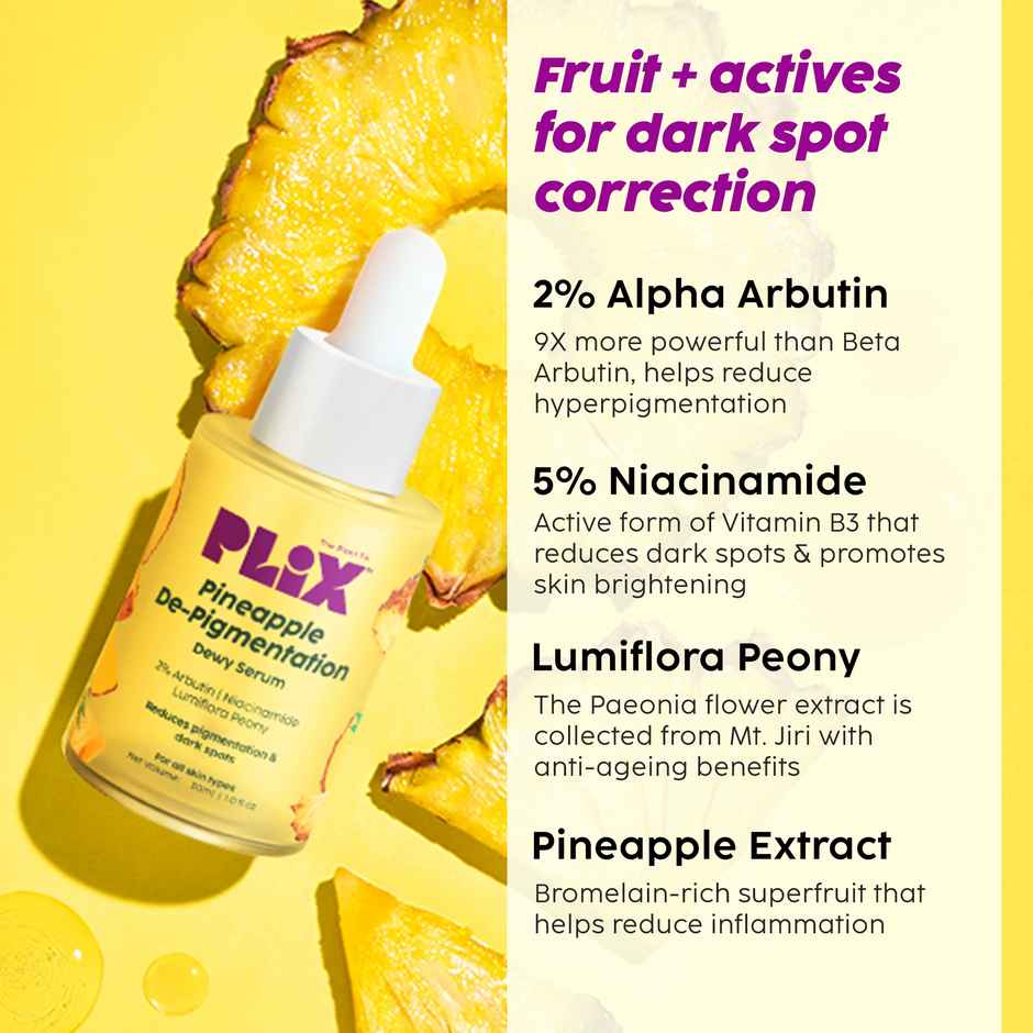 Plix Pineapple Face Serum with Alpha Arbutin for Pigmentation & Dark Spots