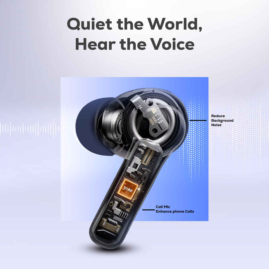 Truke Mega 12 Buds with 70H Playtime Leather Textured Finish Spatial Audio 13mm Drivers Indigo Blue