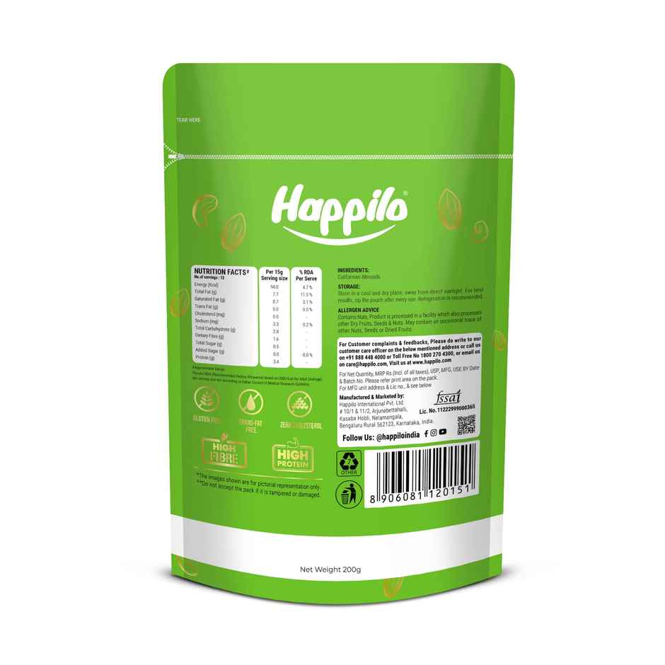 Happilo Premium California Almonds | Badam Giri | Dry Fruits