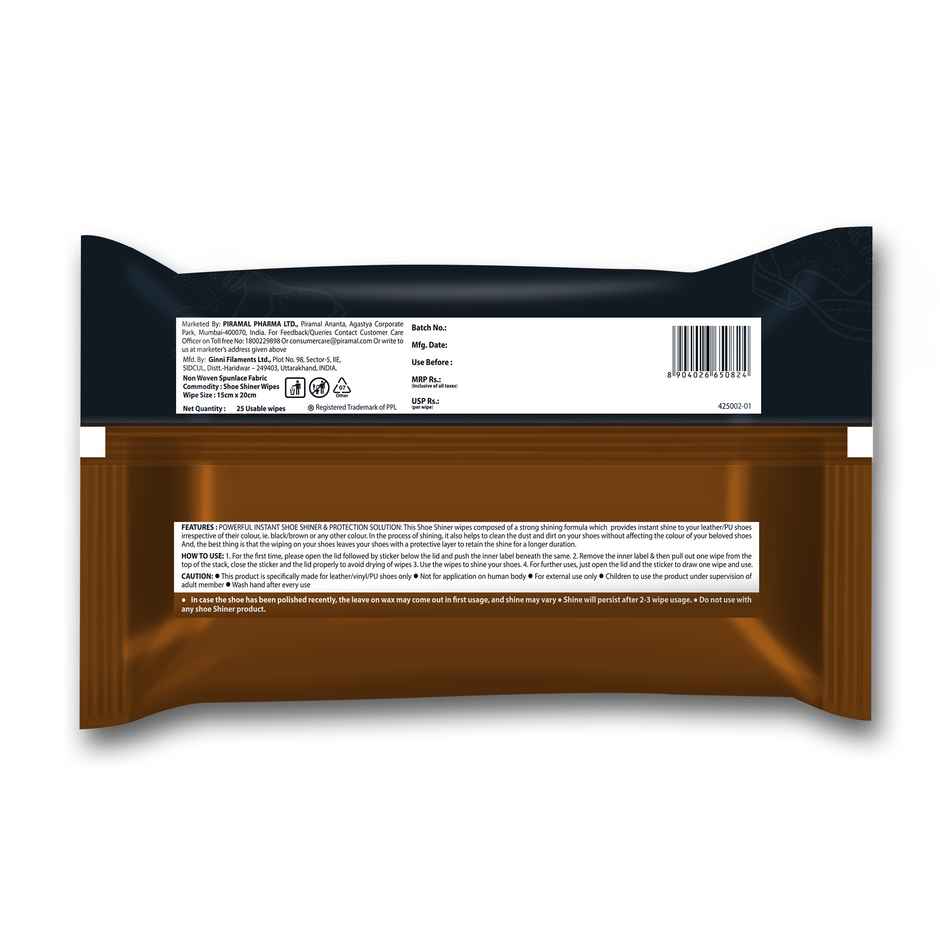 Cleanstac Formal Shoe Shiner Wipes | Instant Shine For Leather | 25 Pulls Per Pack