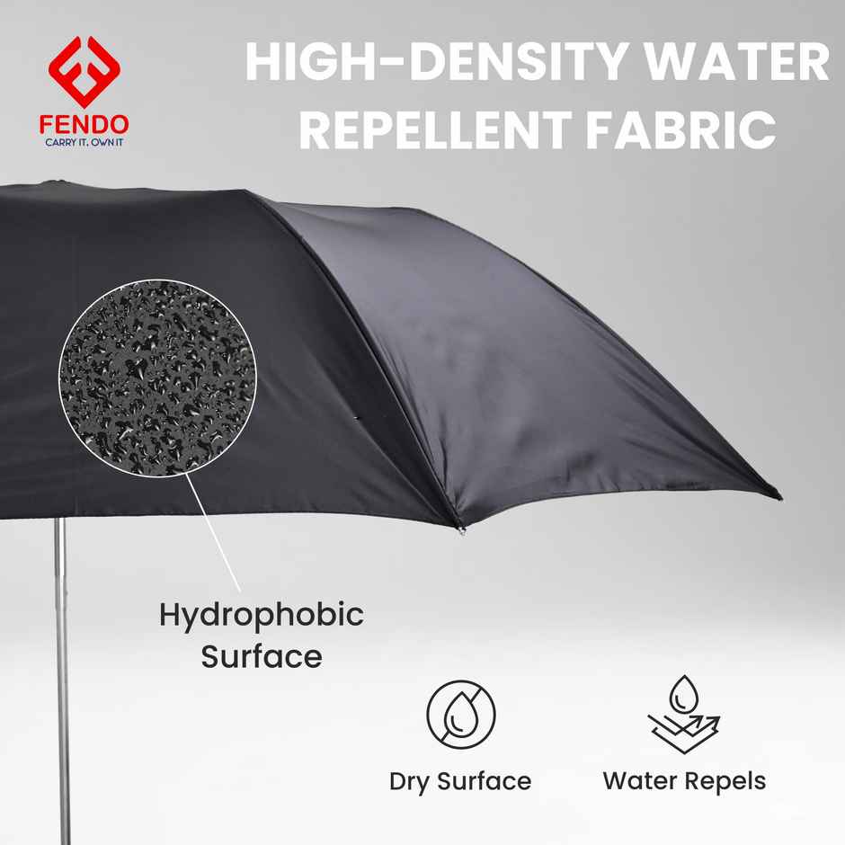 Fendo 3 Fold Hand Open 21.5 inch Black Umbrella