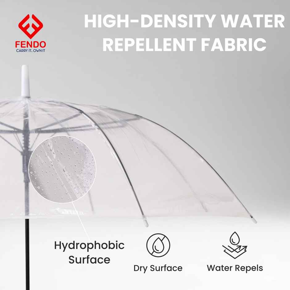 Fendo Straight Korean Umbrella | 23 Inch | Transparent