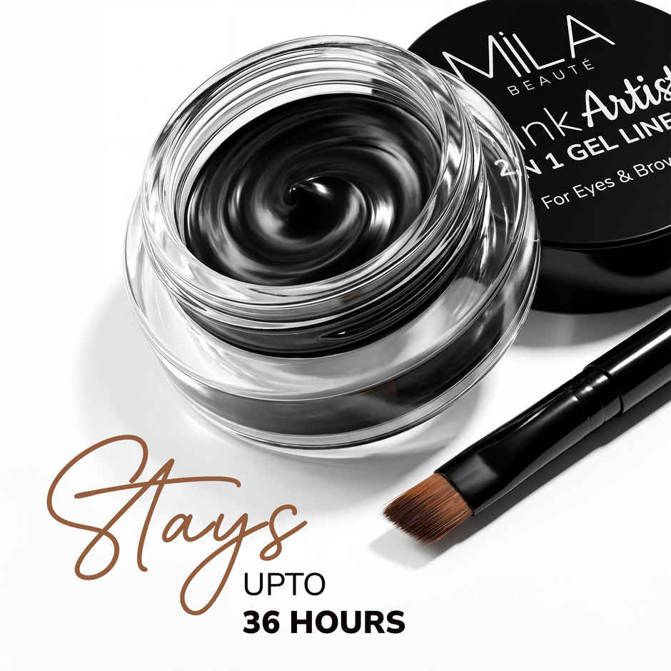 Mila Beaute Wink Artist 2 In 1 Gel Liner For Eyes & Brows Waterproof Upto 36Hours - Black