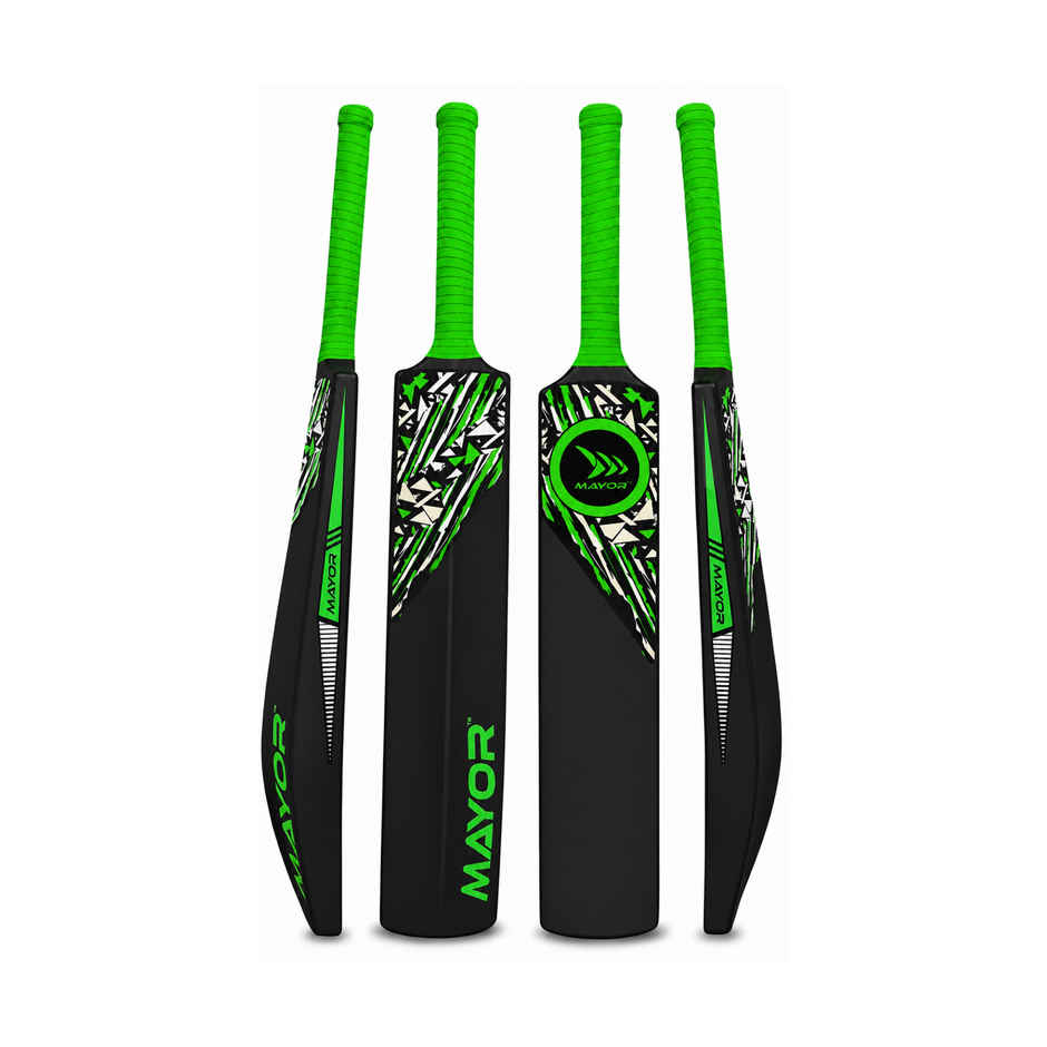 Mayor Blaster Cricket Bat for Kids & Adults| Practice Bat | PVC-Plastic Cricket Bat | Black-Green