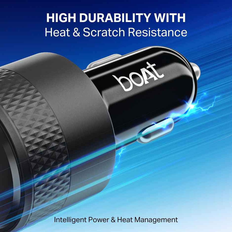 boAt 83W Car Charger | Dual Port Fast Charging | 65W Type C PD | 20W USB | Carbon Black