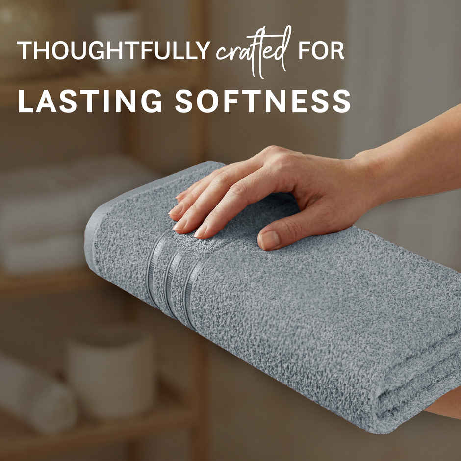 Mytrident Comfort Living Cotton Bath Towel | 28 in x 55 in | New Grey